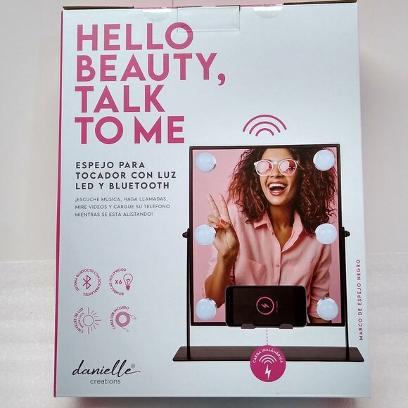 Danielle Creations Bluetooth L.E.D. Vanity Mirror Wireless Charging Hands Free - Picture 2 of 9